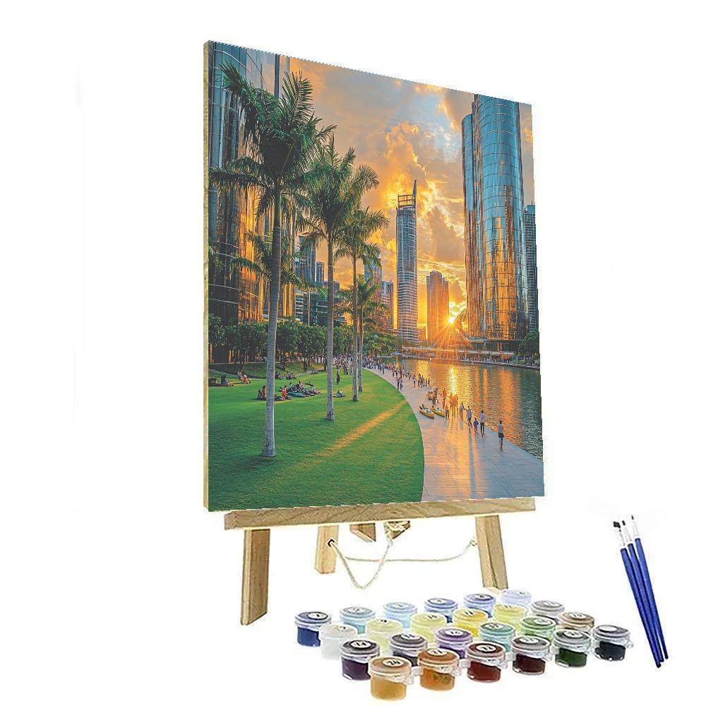Sunset At South Bank Parklands Brisbane Australia paint by color