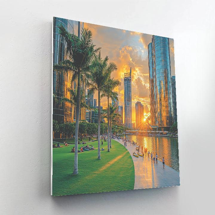 Sunset At South Bank Parklands Brisbane Australia paint by color