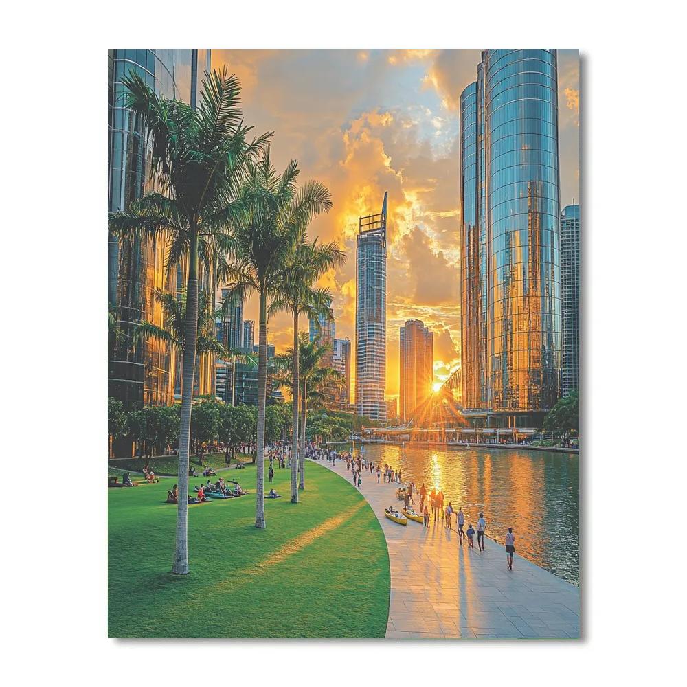 Sunset At South Bank Parklands Brisbane Australia paint by color