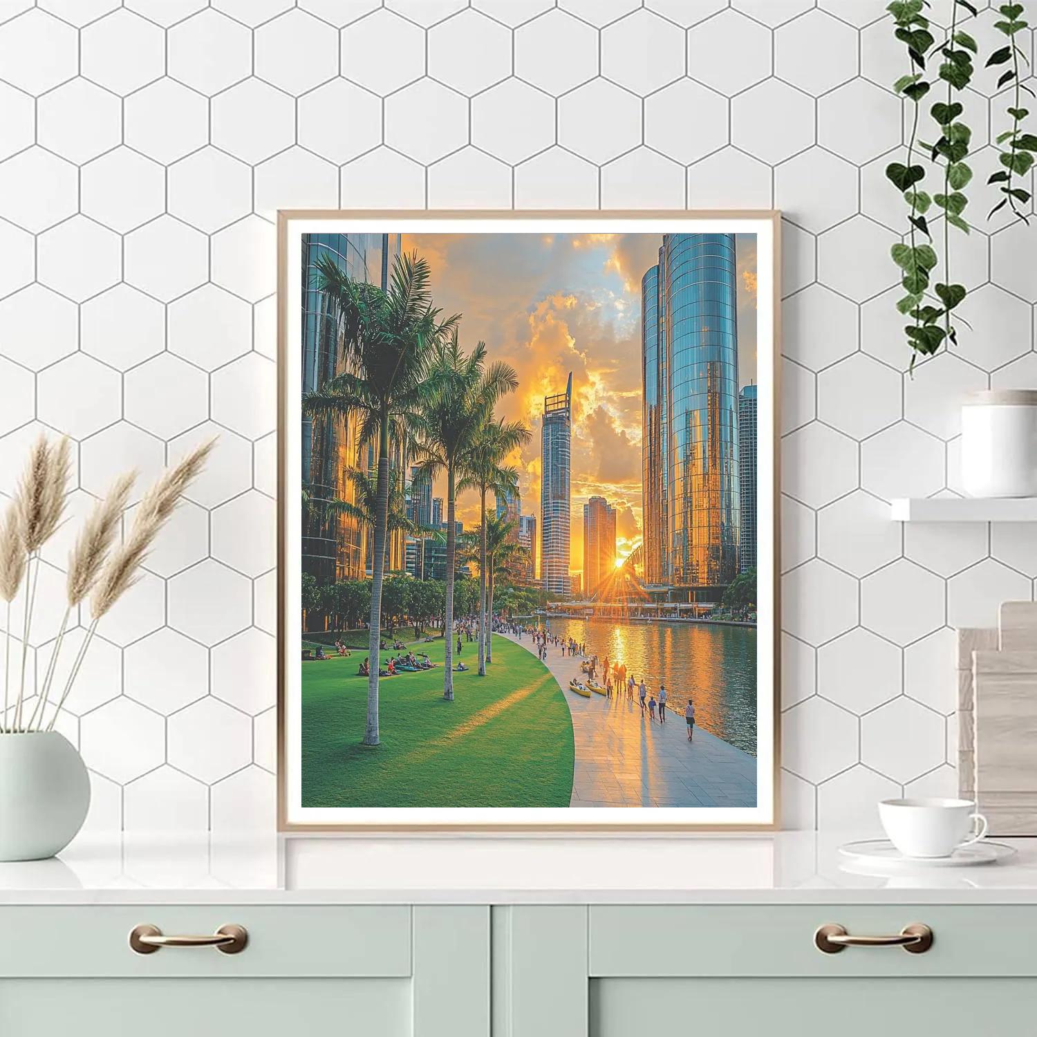 Sunset At South Bank Parklands Brisbane Australia paint by color