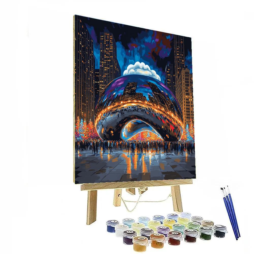 Night Illumination Of Chicago’s Millennium Park United States DIY paint by numbers
