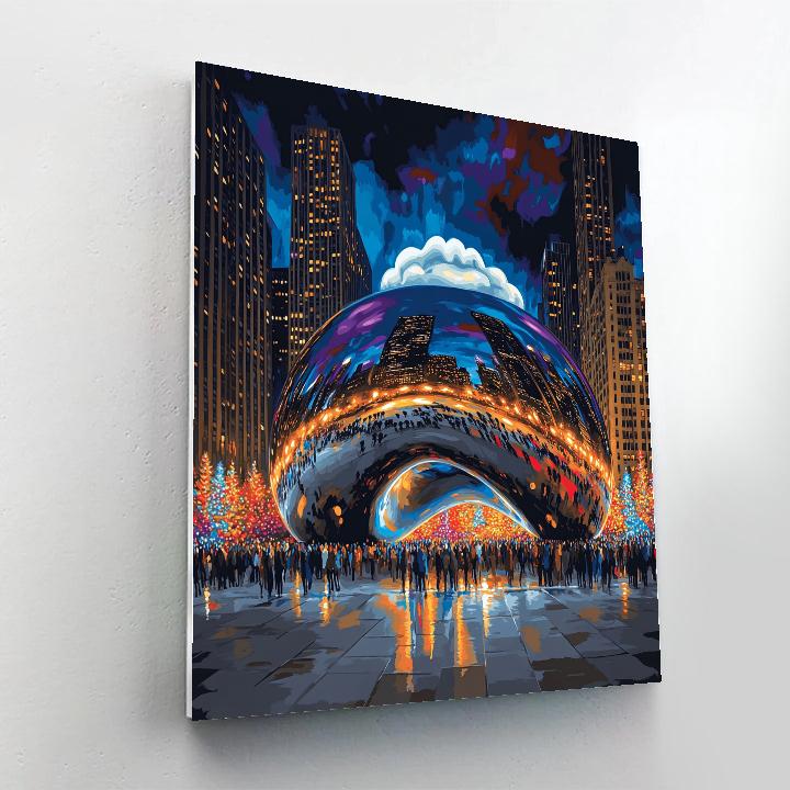 Night Illumination Of Chicago’s Millennium Park United States DIY paint by numbers