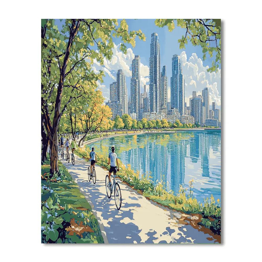Lake Shore Path With Downtown Toronto Skyline Canada paint by numbers