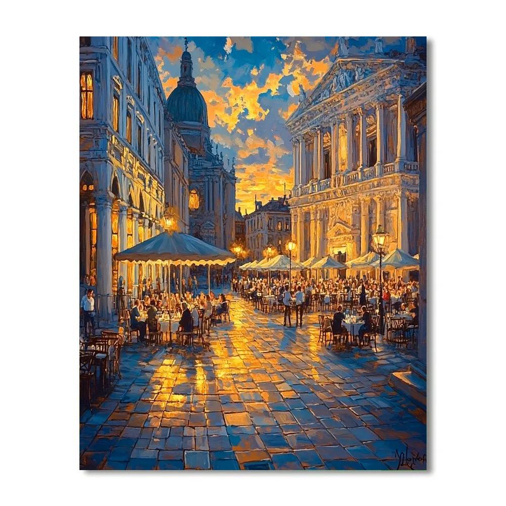 Evening Crowd At Plaza Mayor Madrid Spain Number painting