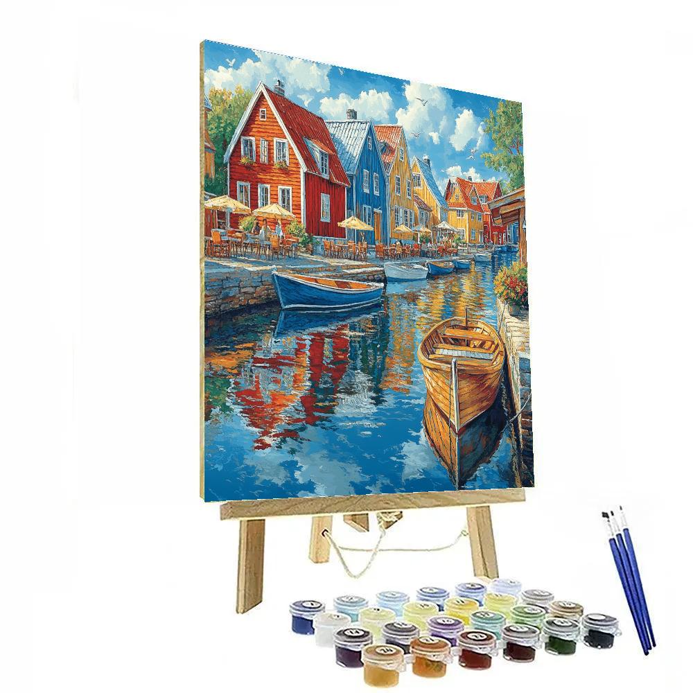 Boats And Canal Houses Along Nyhavn Copenhagen Denmark Number painting