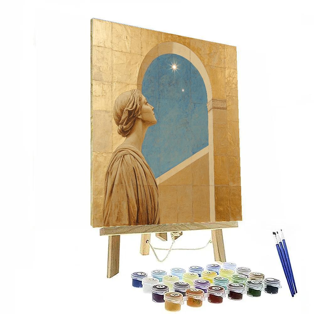 Frederic Leighton Inspired Golden Drapery And Star paint by color