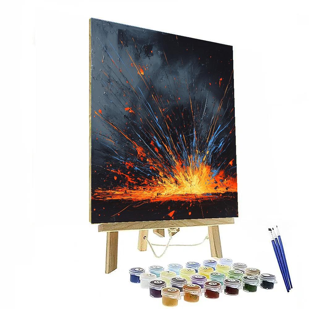 Jackson Pollock Inspired Train Sparks At Night Paint by numbers art