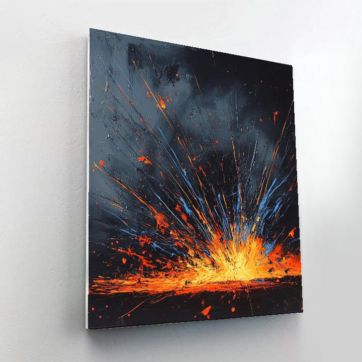 Jackson Pollock Inspired Train Sparks At Night Paint by numbers artJackson Pollock Inspired Train Sparks at Night - DIY Painting By Numbers Kit - Image 2