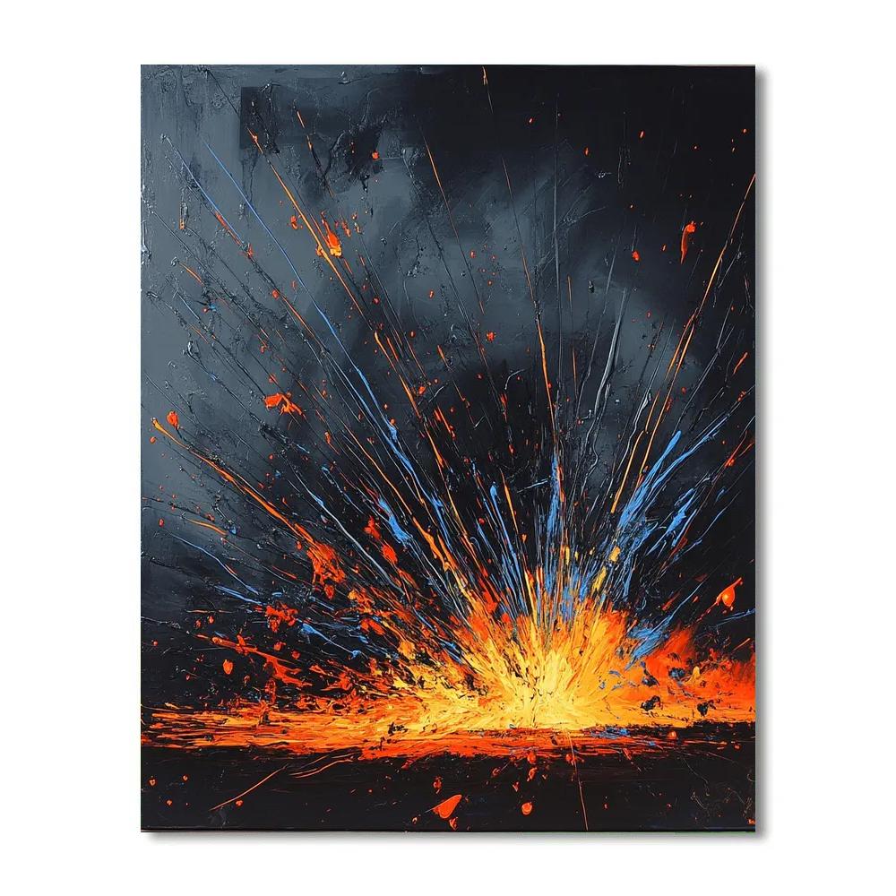 Jackson Pollock Inspired Train Sparks At Night Paint by numbers artJackson Pollock Inspired Train Sparks at Night - DIY Painting By Numbers Kit - Image 3