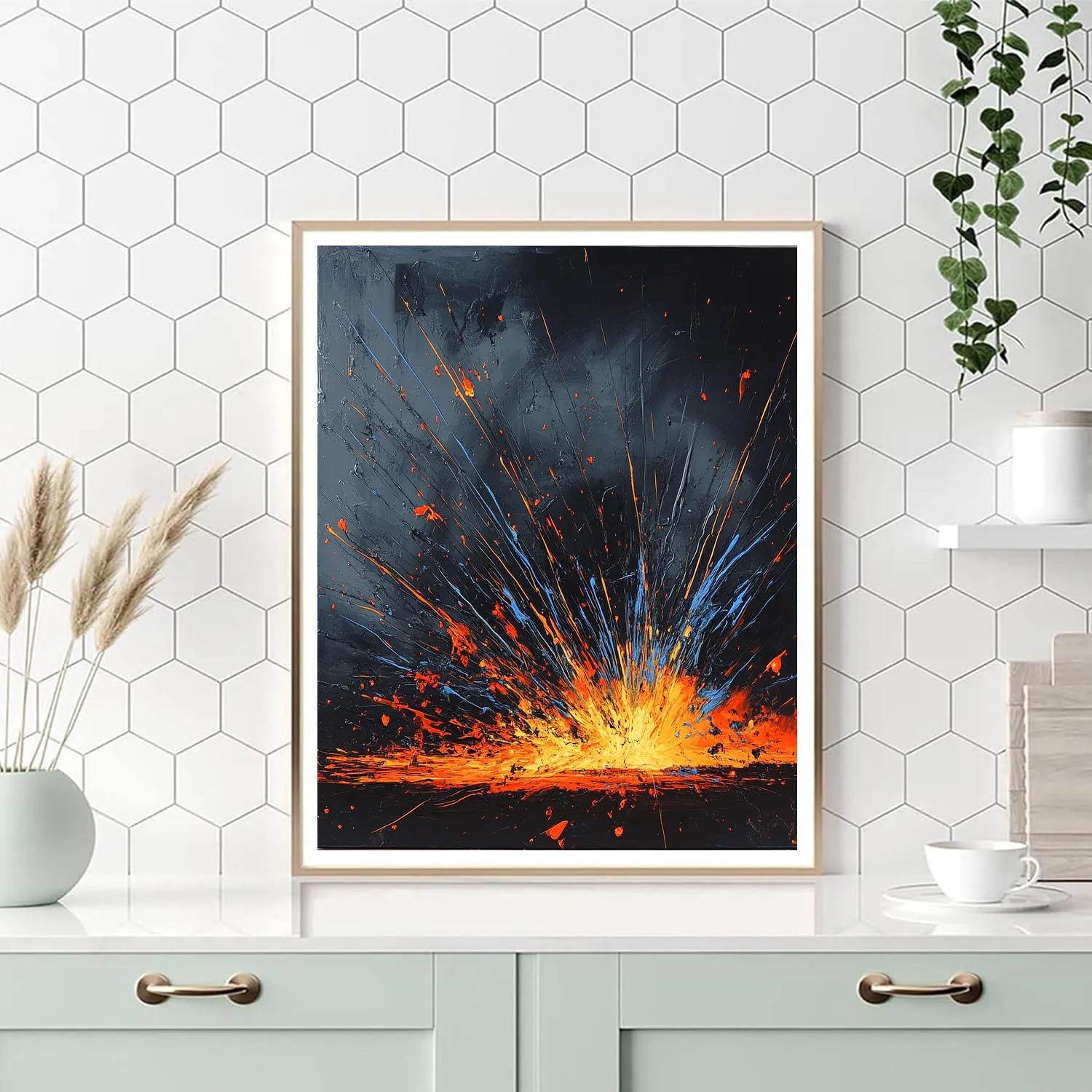 Jackson Pollock Inspired Train Sparks At Night Paint by numbers artJackson Pollock Inspired Train Sparks at Night - DIY Painting By Numbers Kit - Image 4