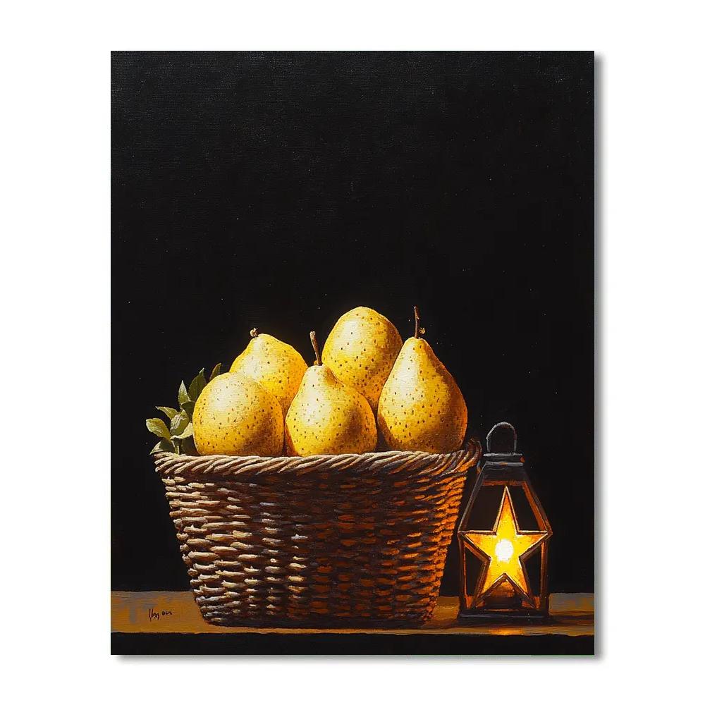 Caravaggio Inspired Basket With Star Fruit paint by color