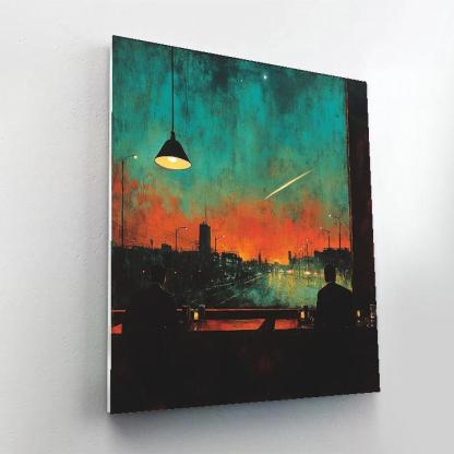 Edward Hopper Inspired Night Diner And Comet Number painting