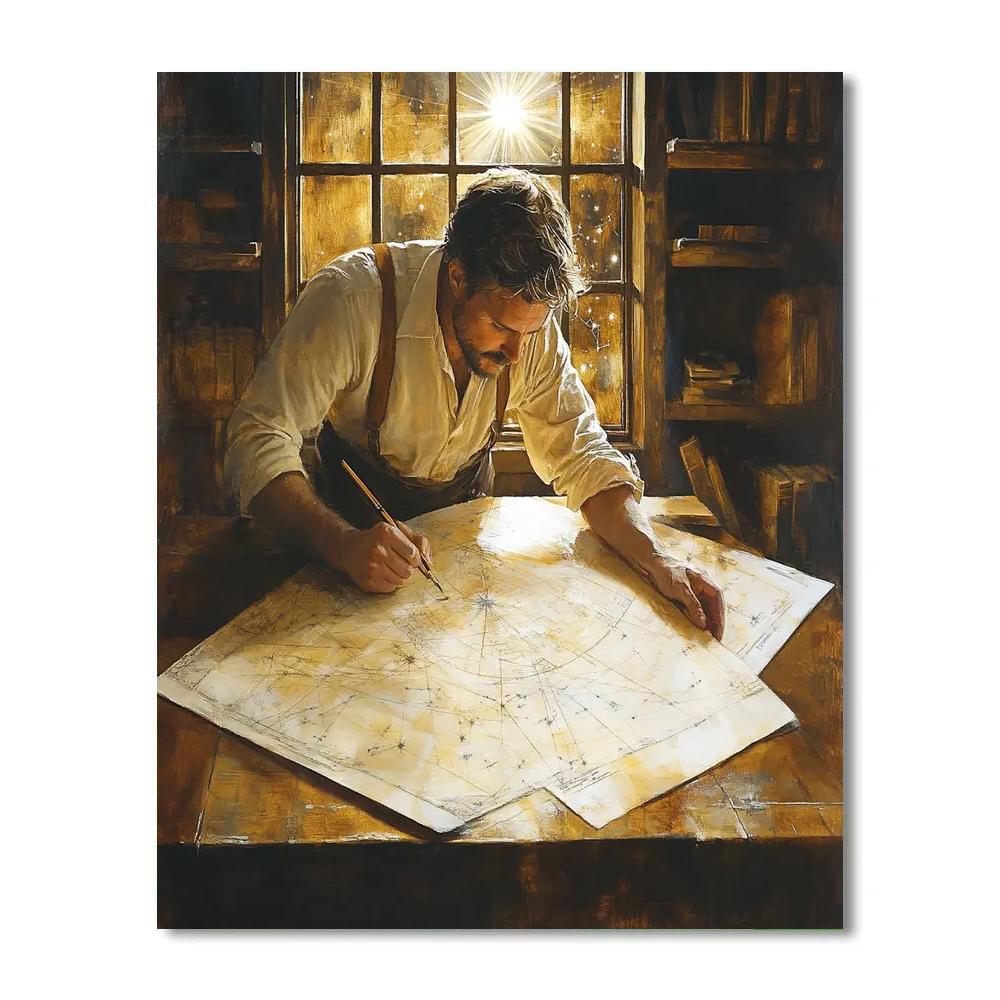 Rembrandt Inspired Mapmaker At Dawn Paint by numbers art