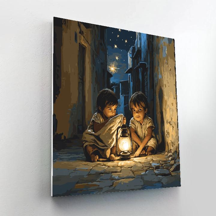 Murillo Inspired Children With Lantern paint by color
