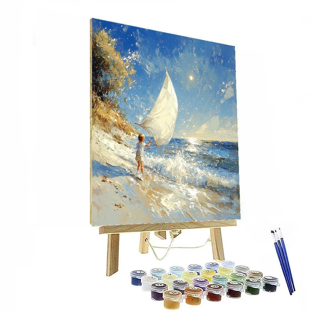 Sorolla Inspired Sunlit Sail And Child DIY paint by numbers