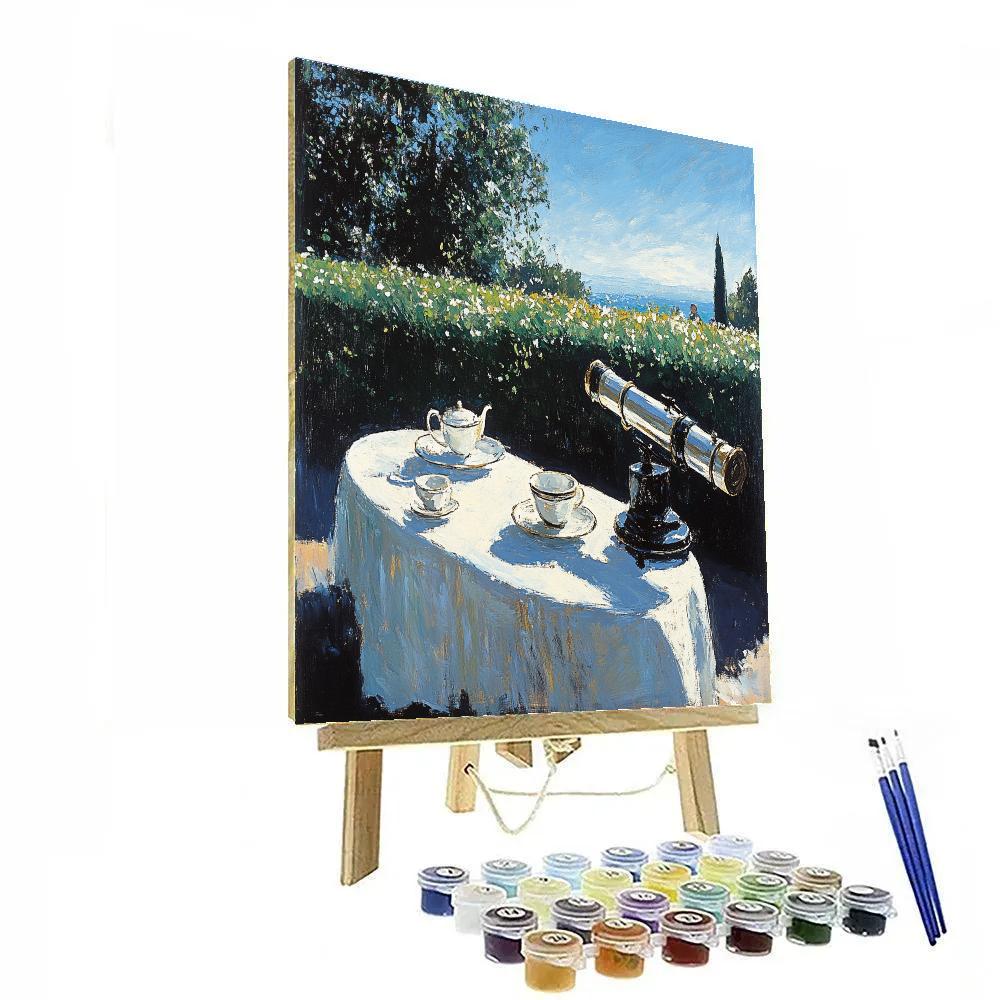 Manet Inspired Garden Tea And Telescope paint by color