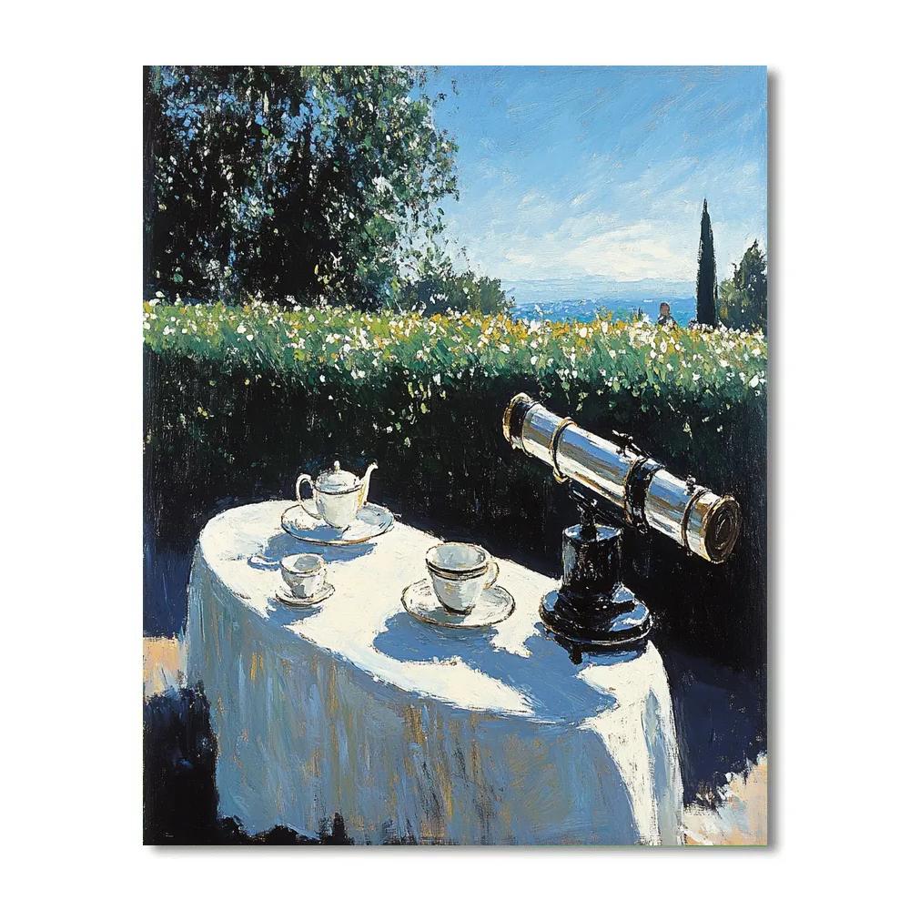 Manet Inspired Garden Tea And Telescope paint by color