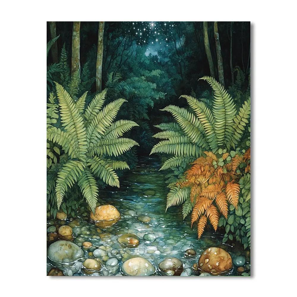 Millais Inspired Stream And Ferns DIY paint by numbers