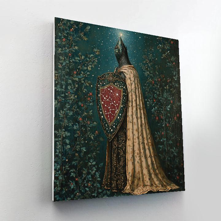 Burne Jones Inspired Knight And Constellation Shield paint by number
