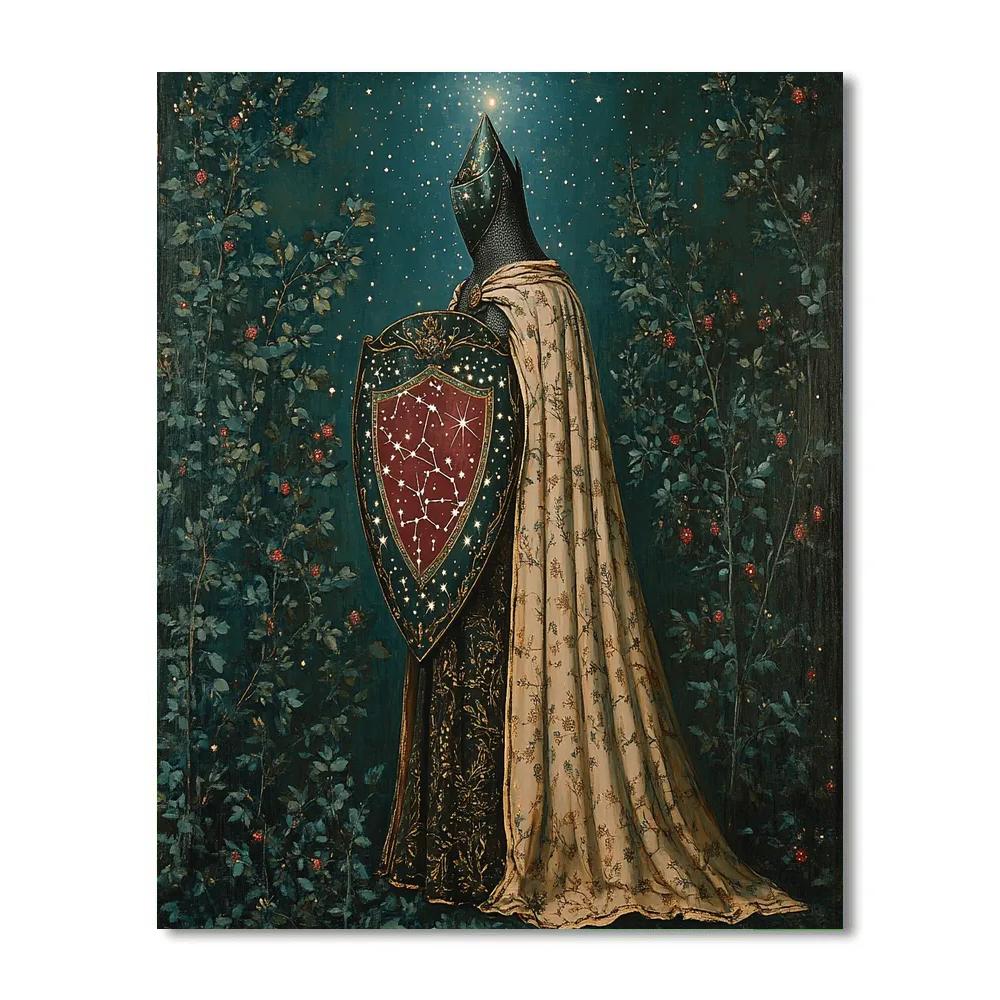 Burne Jones Inspired Knight And Constellation Shield paint by number