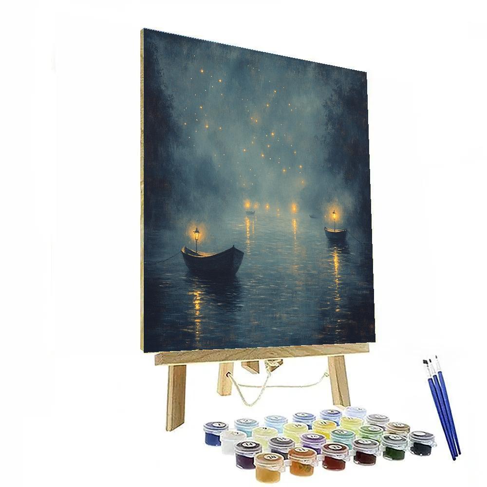 Whistler Inspired Nocturne Harbor Lights paint by number