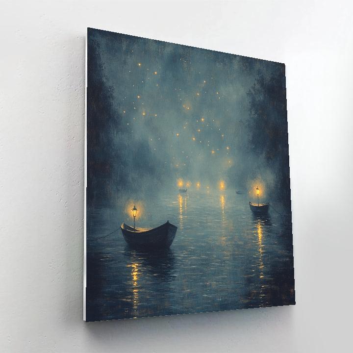 Whistler Inspired Nocturne Harbor Lights paint by number