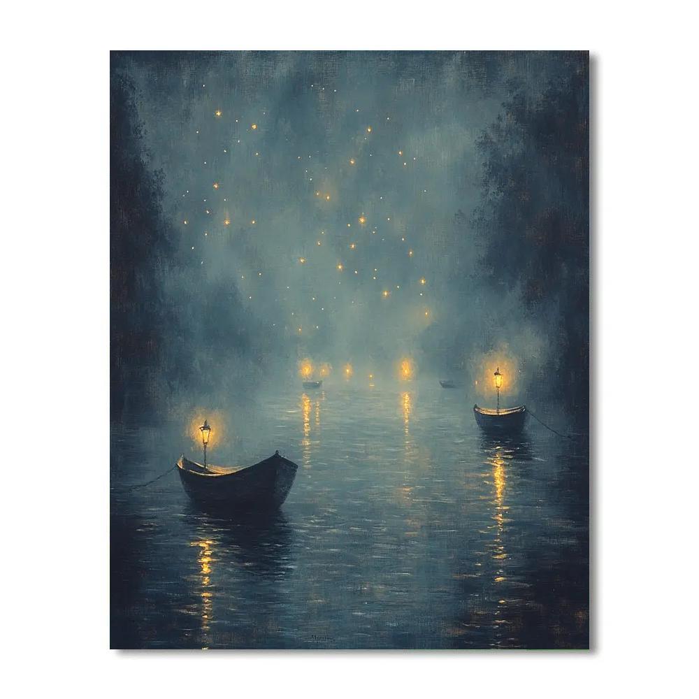Whistler Inspired Nocturne Harbor Lights paint by number