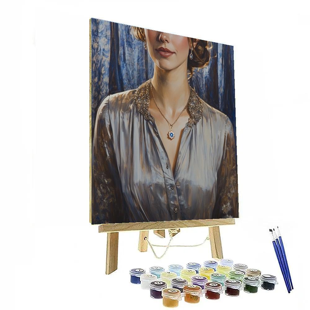 Sargent Inspired Silk Portrait With Comet Pin paint by numbers