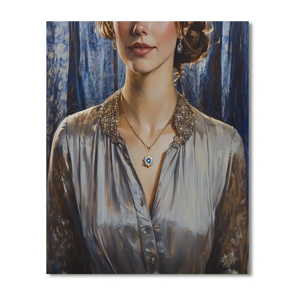 Sargent Inspired Silk Portrait With Comet Pin paint by numbers