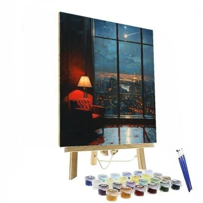 Hopper Inspired Library Window Night Number painting