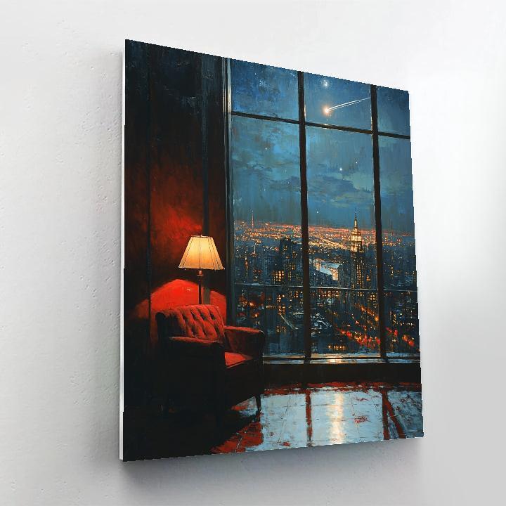 Hopper Inspired Library Window Night Number painting