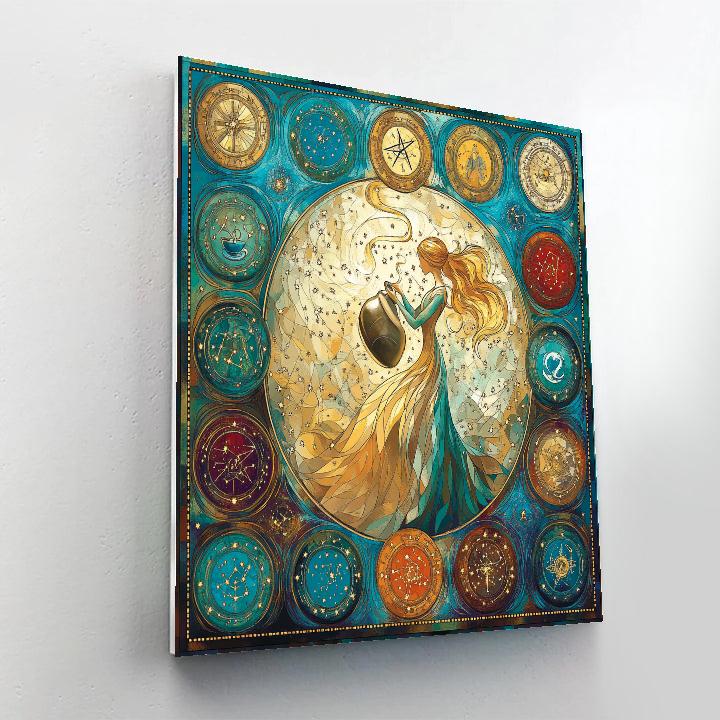 Mucha Inspired Coffee Zodiac Number painting