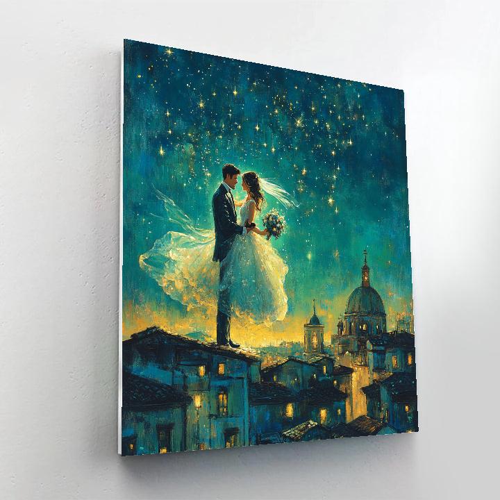 Chagall Inspired Wedding Over Village painting number kit