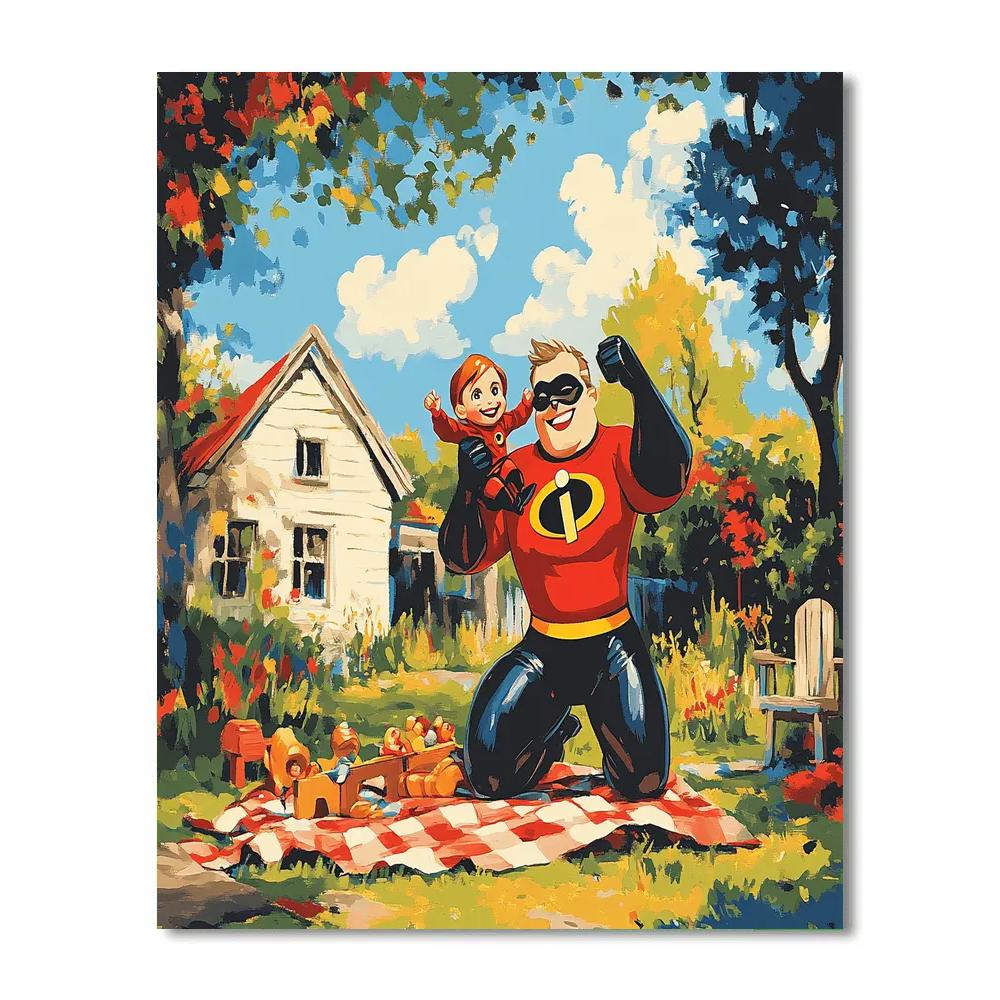 Mr Incredible Family Lift Disney Inspired paint by number