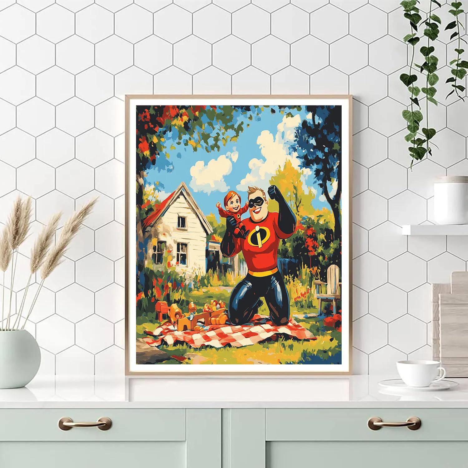 Mr Incredible Family Lift Disney Inspired paint by number