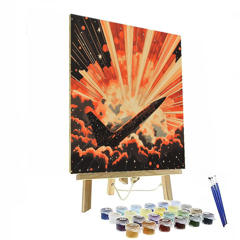 Lichtenstein Inspired Jet And Cloudburst paint by numbers
