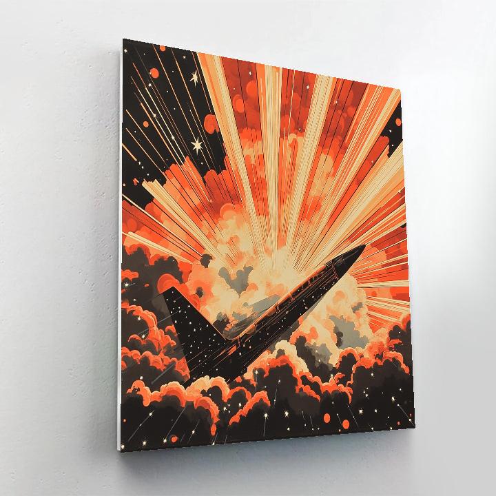 Lichtenstein Inspired Jet And Cloudburst paint by numbers