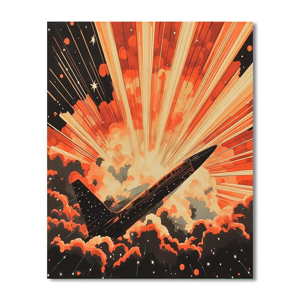 Lichtenstein Inspired Jet And Cloudburst paint by numbers
