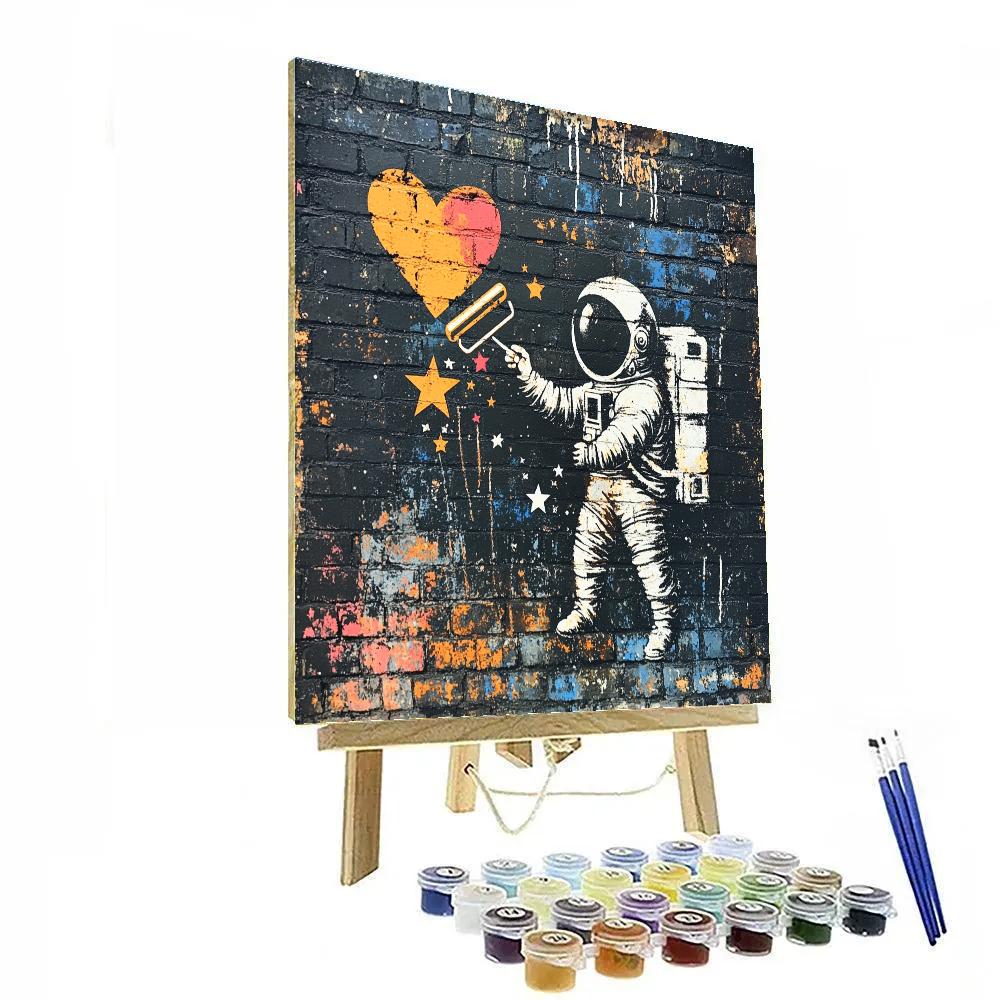 Banksy Inspired Astronaut Graffitist Numbered painting kits