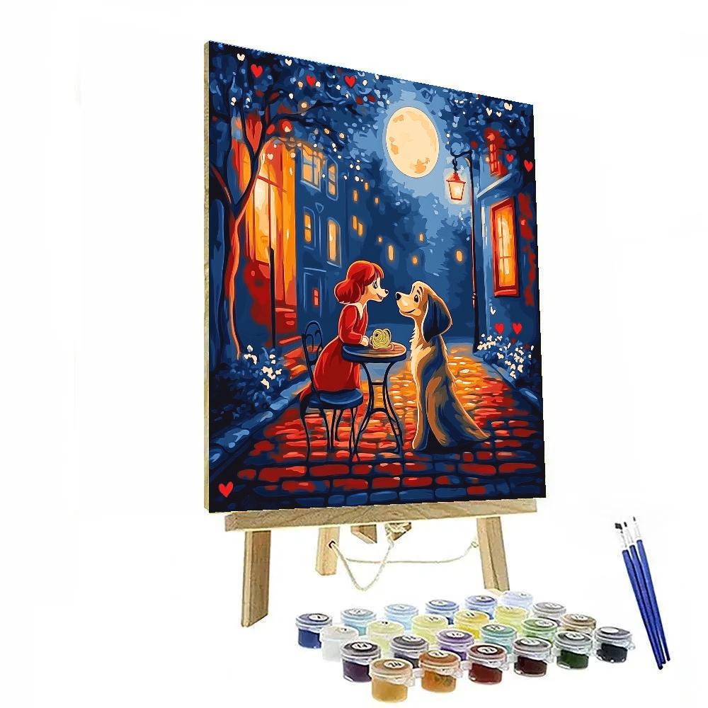 Lady And Tramp Moonlit Spaghetti Disney Inspired Number painting