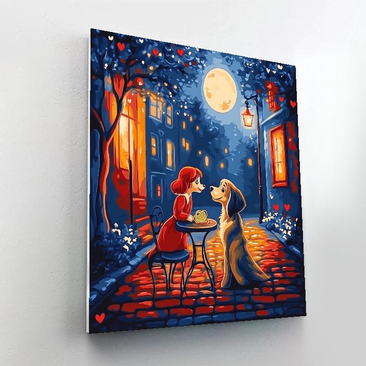 Lady And Tramp Moonlit Spaghetti Disney Inspired Number painting