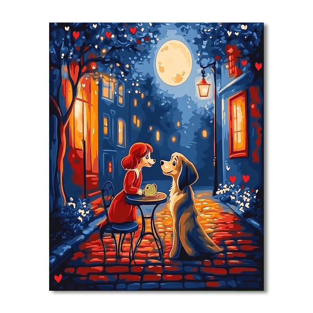 Lady And Tramp Moonlit Spaghetti Disney Inspired Number painting