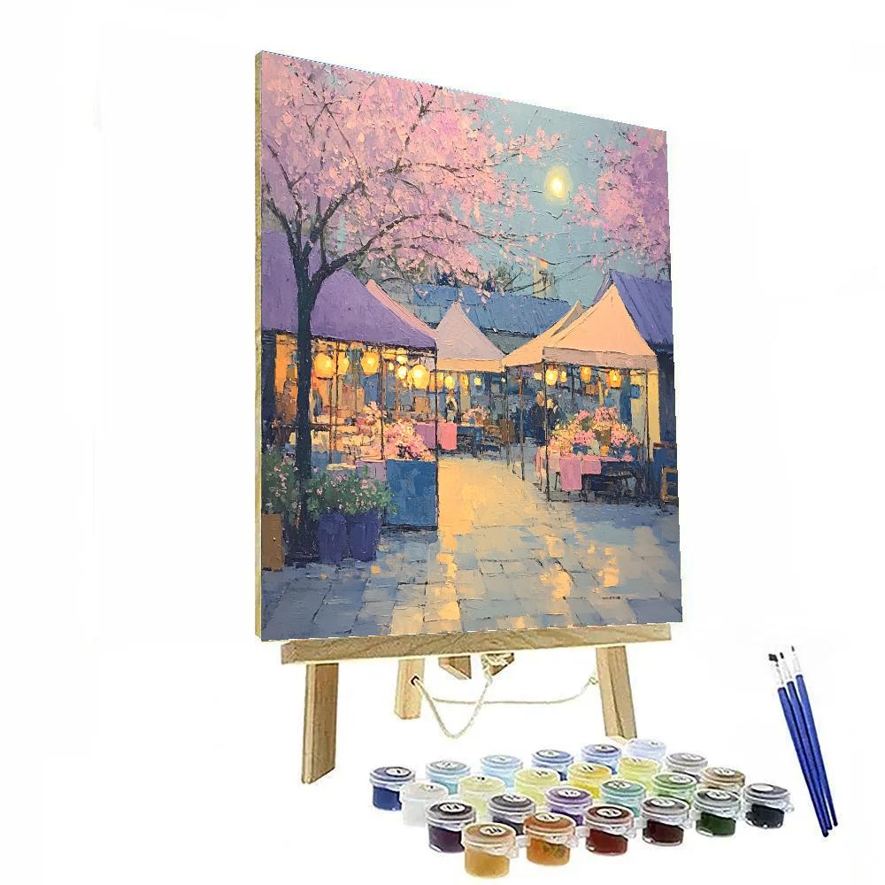 Pissarro Inspired Orchard Market paint by numbers