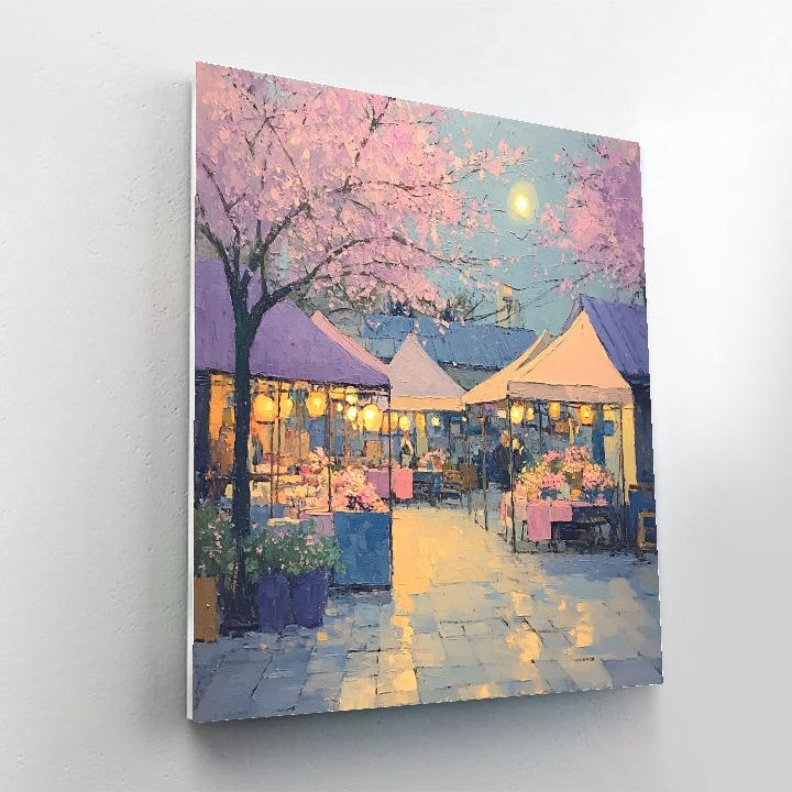 Pissarro Inspired Orchard Market paint by numbers