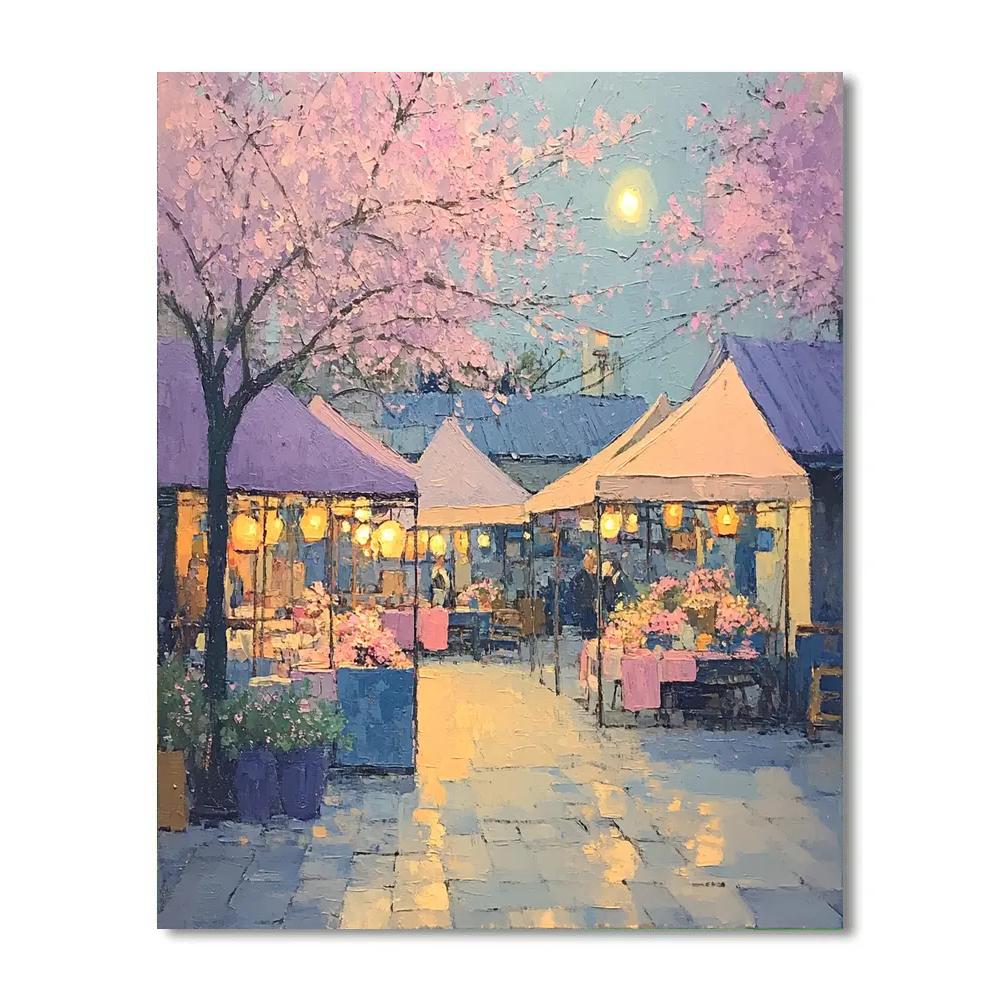 Pissarro Inspired Orchard Market paint by numbers