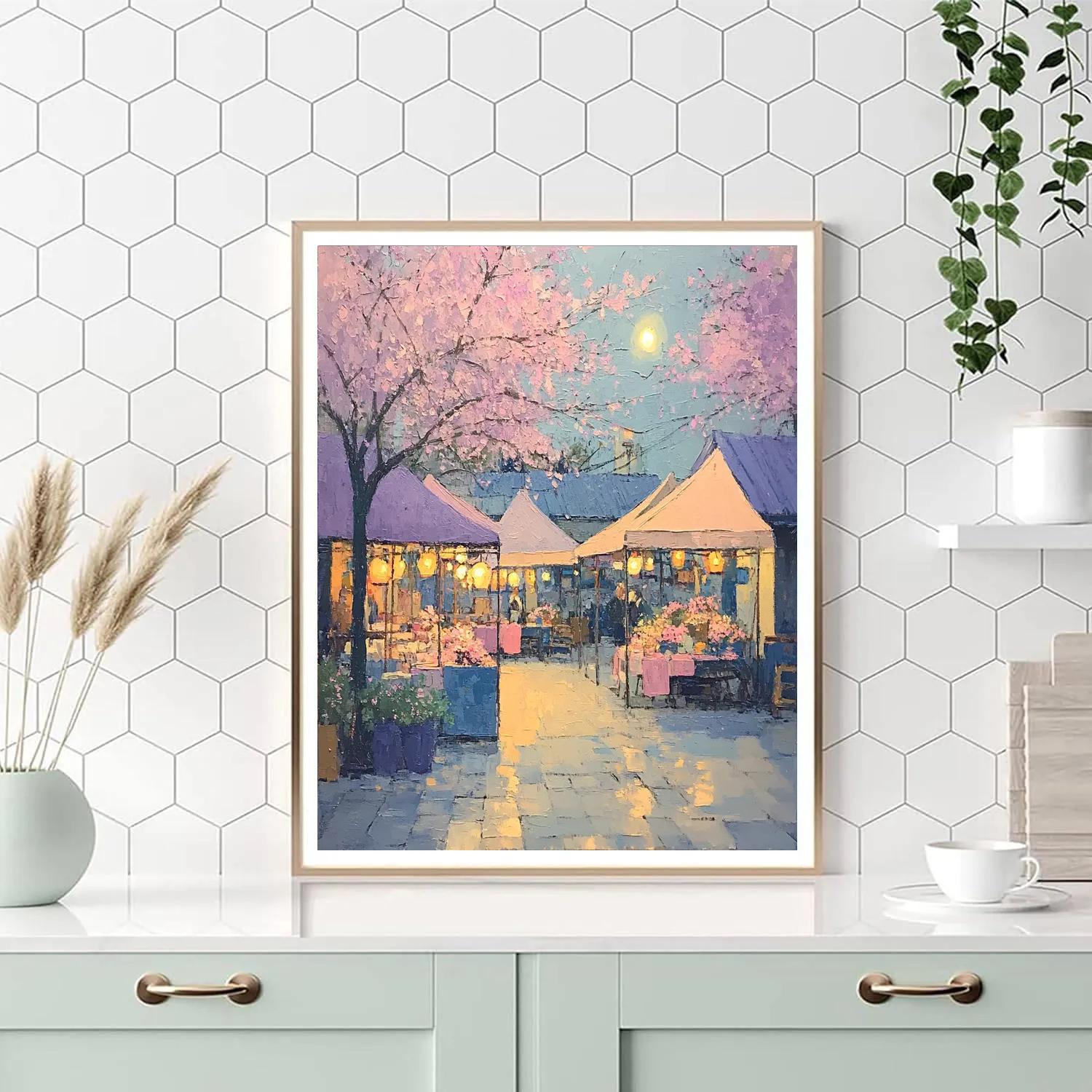 Pissarro Inspired Orchard Market paint by numbers
