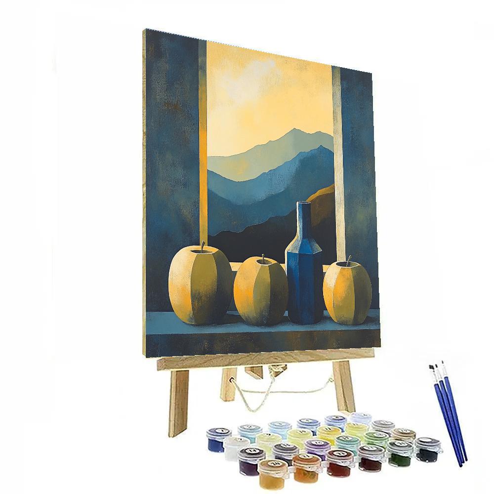 Cezanne Inspired Apples And Blue Bottle DIY paint by numbers