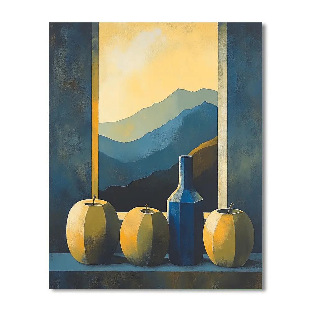 Cezanne Inspired Apples And Blue Bottle DIY paint by numbers