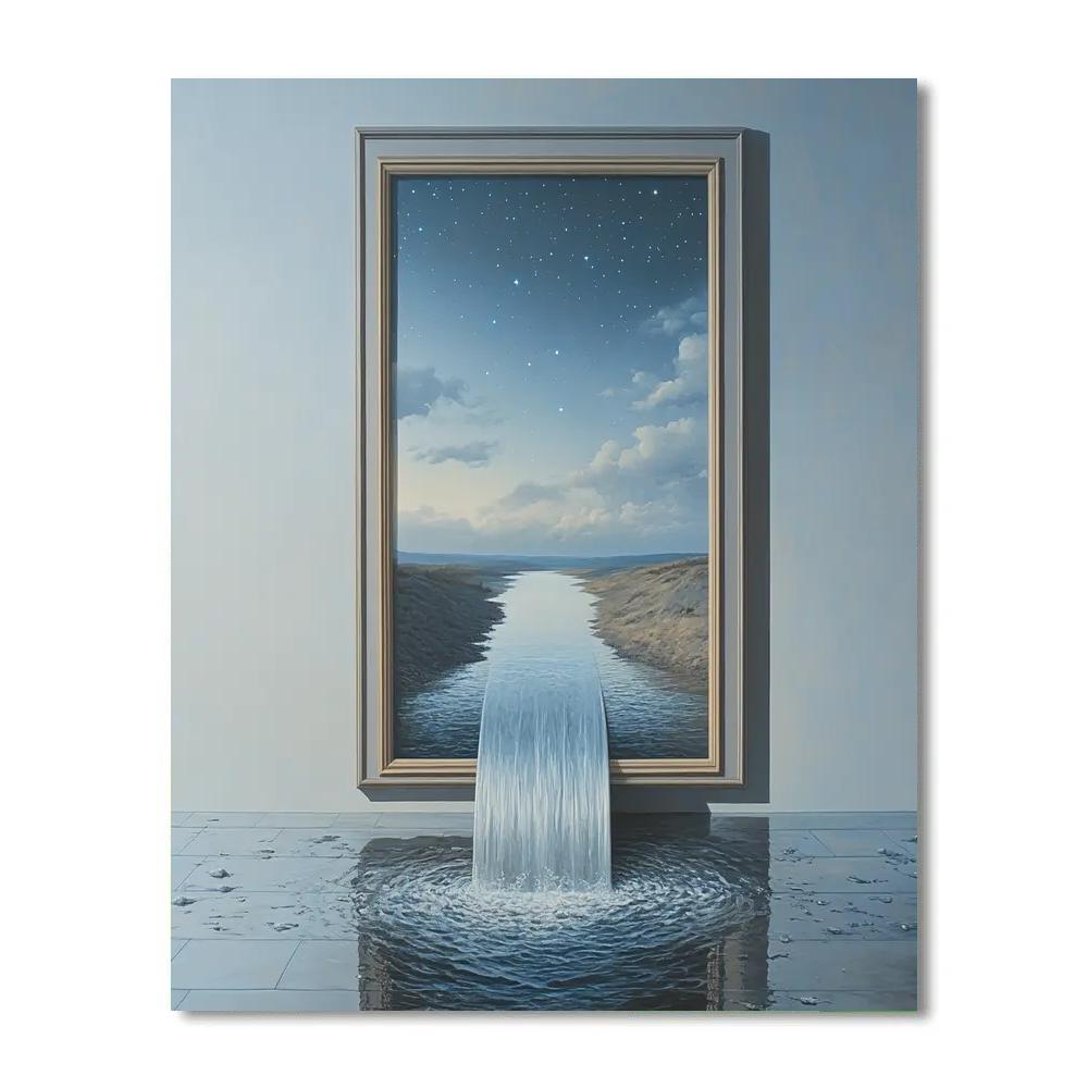 Magritte Inspired Window Of Rivers DIY paint by numbers