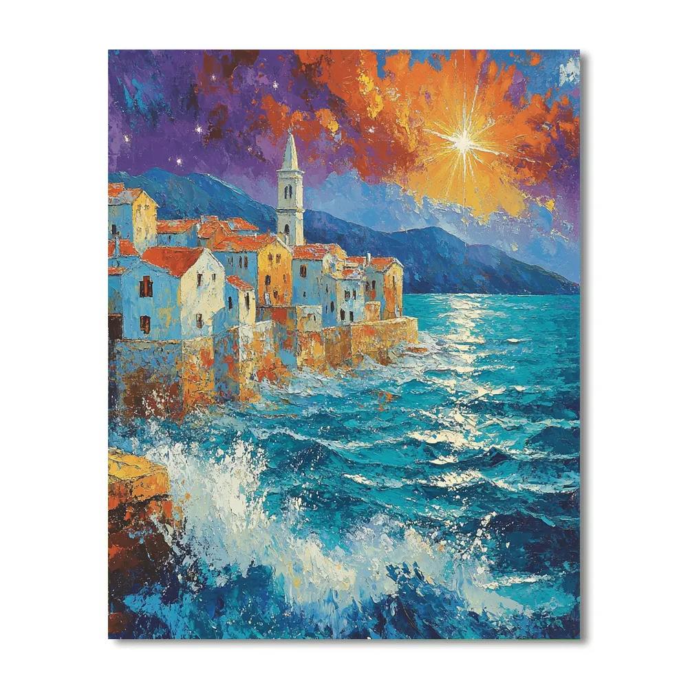 Kokoschka Inspired Gale Over Bay Painting by numbers kit